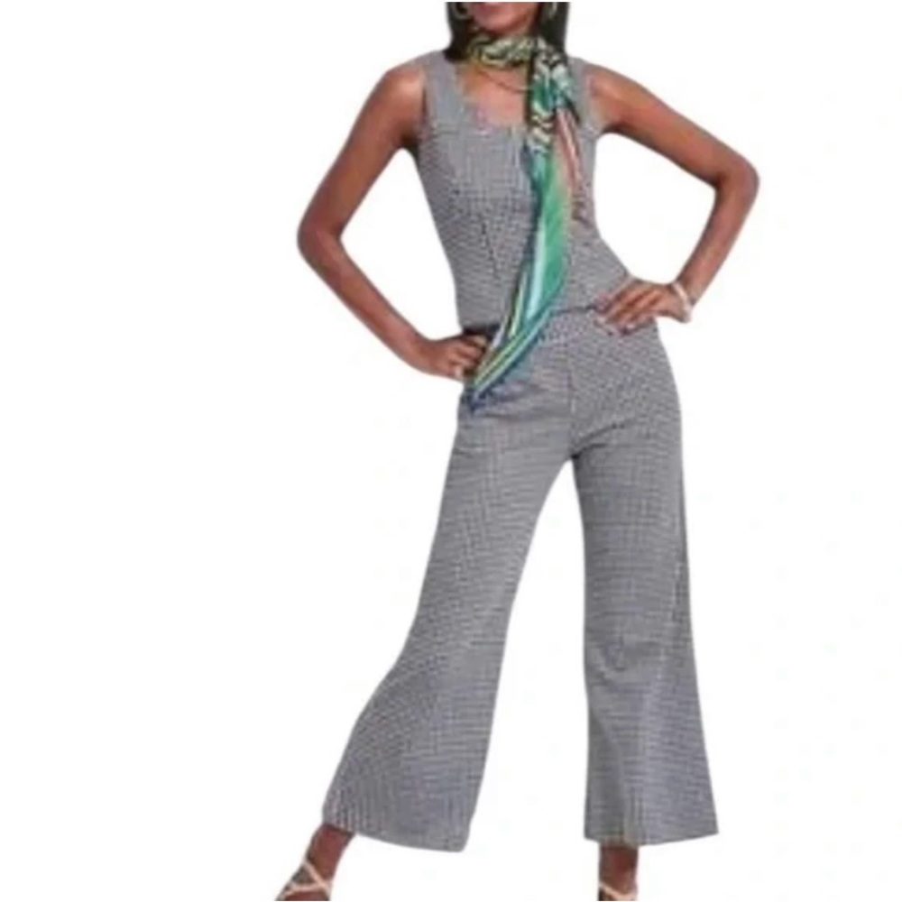 CAbi Black and White Bombshell Tank and Wide Leg Pants